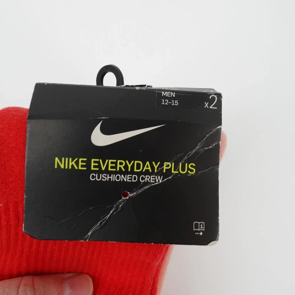 Nike Everyday Plus Cushioned Crew Socks 2 Pair Red Pink Dip Dye Men XL 12-15
